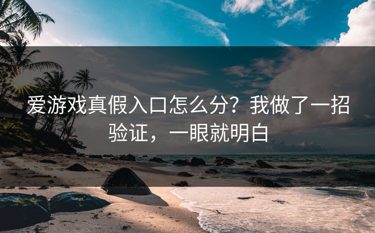 爱游戏真假入口怎么分？我做了一招验证，一眼就明白